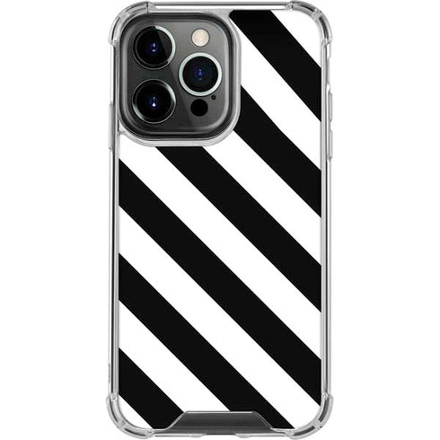 Black and White Geometric Stripes iPhone 14 Pro Clear Case